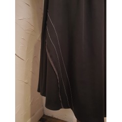 氣質不規則拼布半裙 (咖啡/黑 2色)