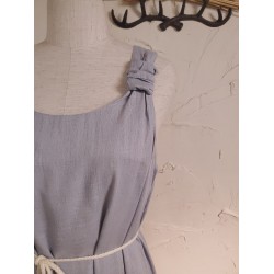 寬鬆綿麻吊帶連身裙 （咖啡/藍/黃 3色）